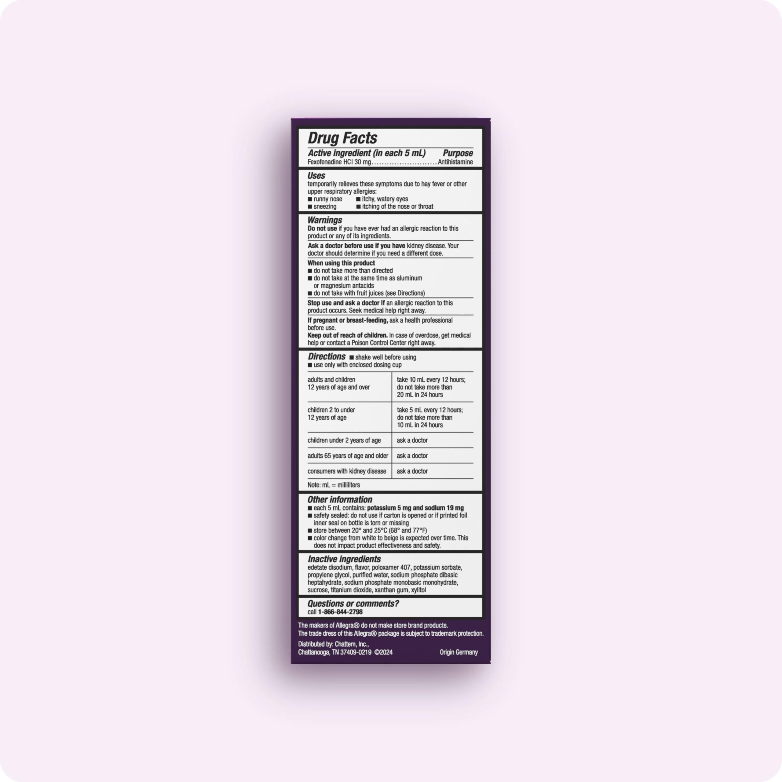 Allegra Children's 12-Hour Allergy Relief Liquid, Non-Drowsy Indoor and Outdoor Allergy Medicine, 30 mg Fexofenadine HCI Antihistamine for Kids, Berry Flavor, 8 oz Allegra buy supplements Au