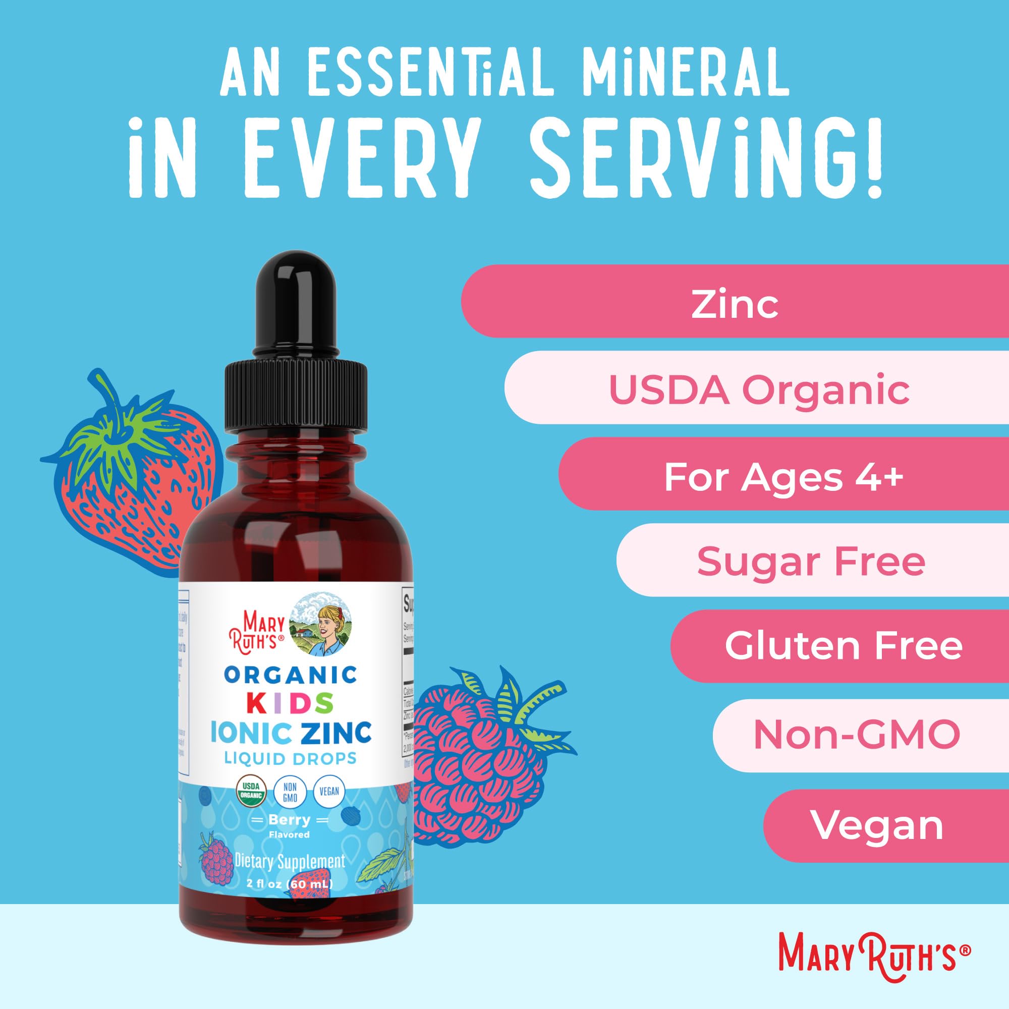 MaryRuth Organics Zinc Supplement for Immune Support, Immune Support Supplement for Kids, Ages 4-13, Zinc Sulfate, Vegan, USDA Organic, Glycerin Based, 2 Fl Oz MARYRUTH'SBuy Supplements Australia