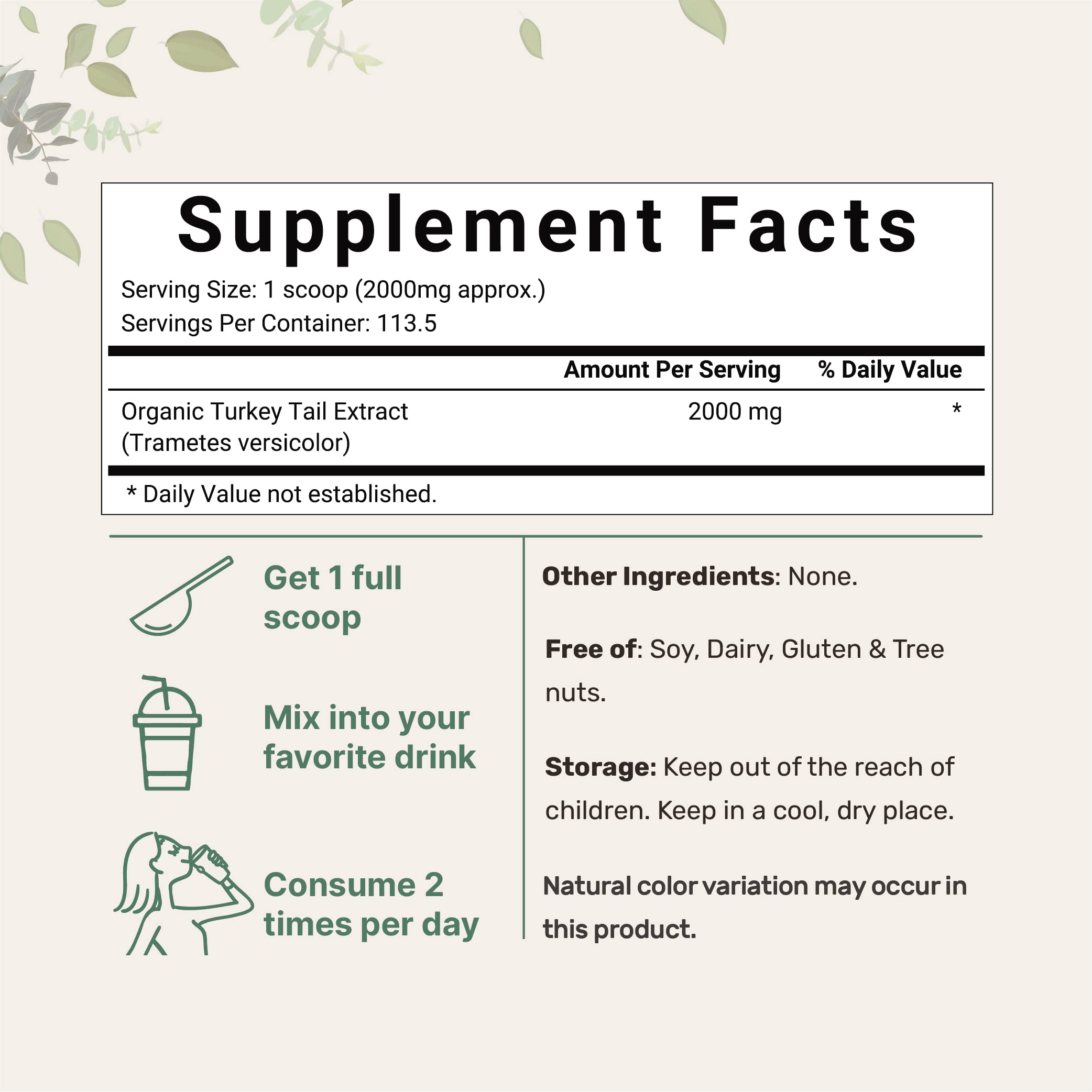 Organic Turkey Tail Mushroom Powder (50:1 Extract), 8 Ounce | Sustainably US Grown Micro IngredientsBuy Supplements Australia