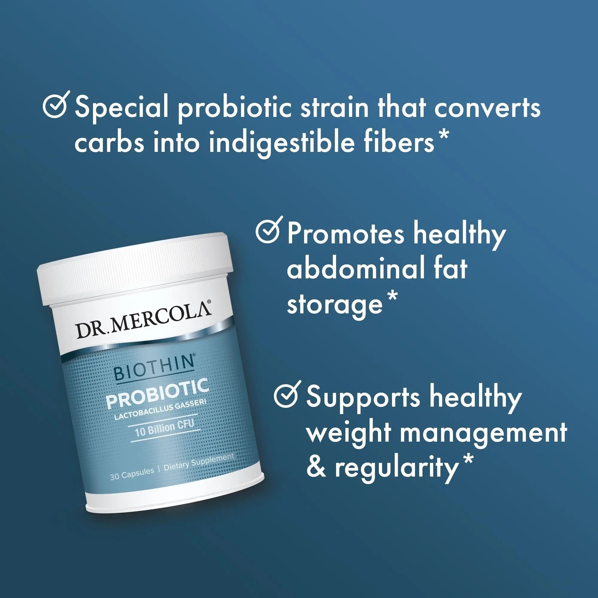 Dr. Mercola Biothin Probiotic - Digestive Health Supplement - Supports Healthy Metabolism - GMO-Free, Gluten-Free & Soy-Free - 30 Delayed-Release Capsules (30 Servings) Dr. MercolaBuy Supplements Australia