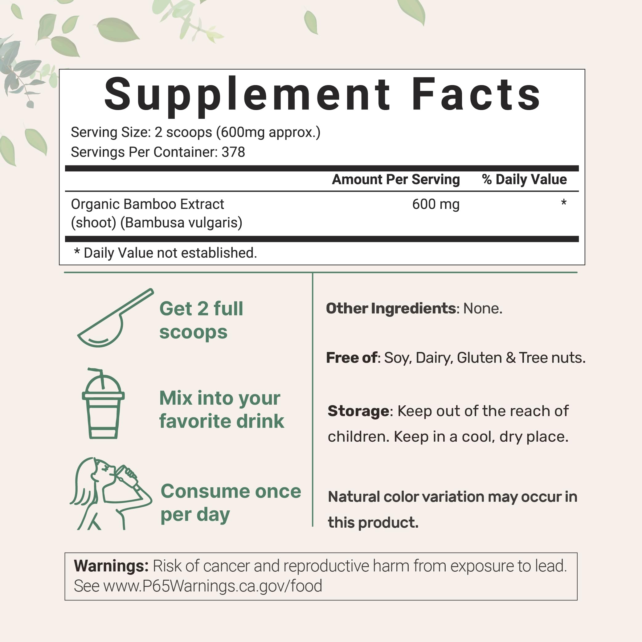 Micro Ingredients Organic Bamboo Extract Powder, 8oz (378 Servings) | Bamboo Plant Silica & Mineral Supplements | Natural Stem & Leaf Extract | Non-GMO, Gluten Free, Vegan Friendly Micro IngredientsBuy Supplements Australia
