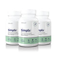 Three bottles of Simplix supplements from Wellex on a white background