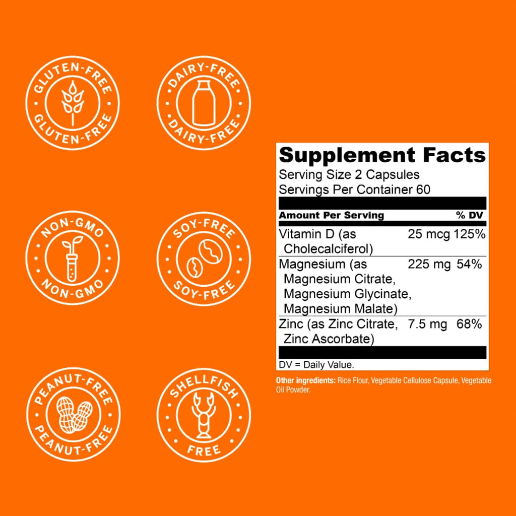 Live Conscious Magwell Magnesium Zinc & Vitamin D3 - Magnesium Glycinate, Malate, & Citrate - Triple Supplement for Women & Men