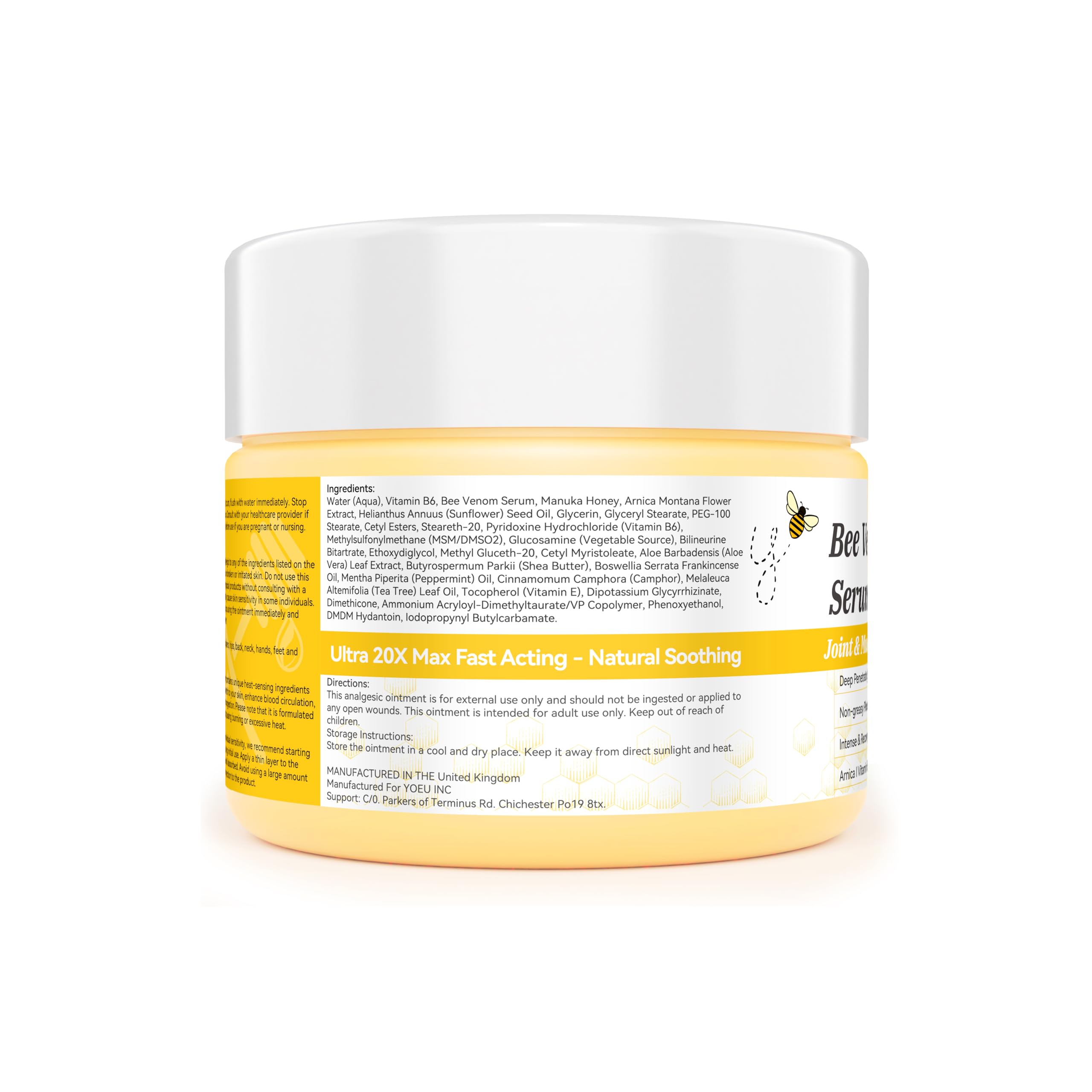 DRUOUO Natural Organic NZL Bee Venom Professional Serum Care, Joint & Muscle & Bone Cream Gel - for Back, Neck, Hand, Foot, Knee, Muscle, Shoulder, Hip, Nerve, Vitamin B6, Aloe Vera, Adult, Elderly DRUOUOBuy Supplements Australia