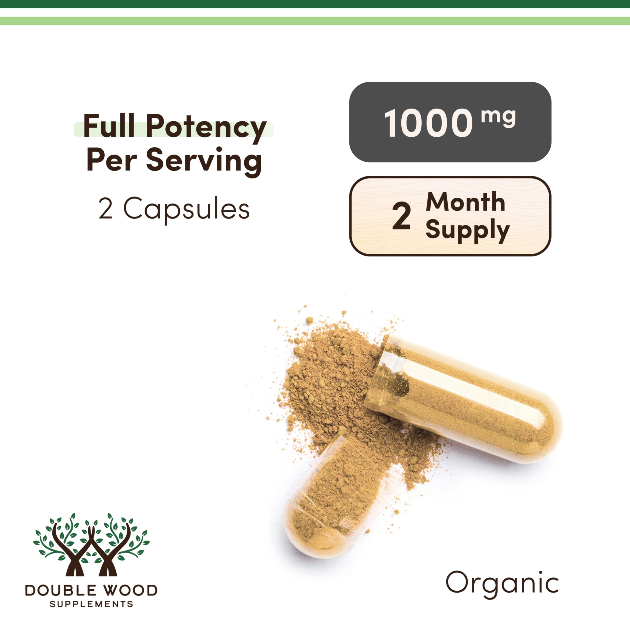 Organic Lions Mane Mushroom Capsules (120 Count), for Focus Support and Immune Health, Third Party Tested and Grown in The USA - by Double Wood Double Wood SupplementsBuy Supplements Australia