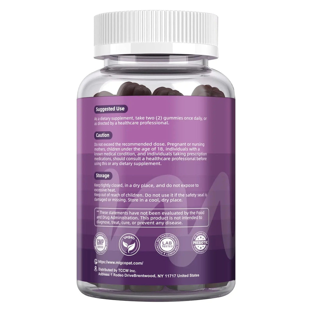 Migcopat Pre Post Probiotics Gummies, 5 in 1 Probiotic Prebiotic Postbiotic Digestive Enzymes with Fiber, 120 Billion CFU Probiotics Complete Gut Support, Sugar Free, Vegan, BlackBerry Flavor, 60 Cts MigcopatBuy Supplements Australia