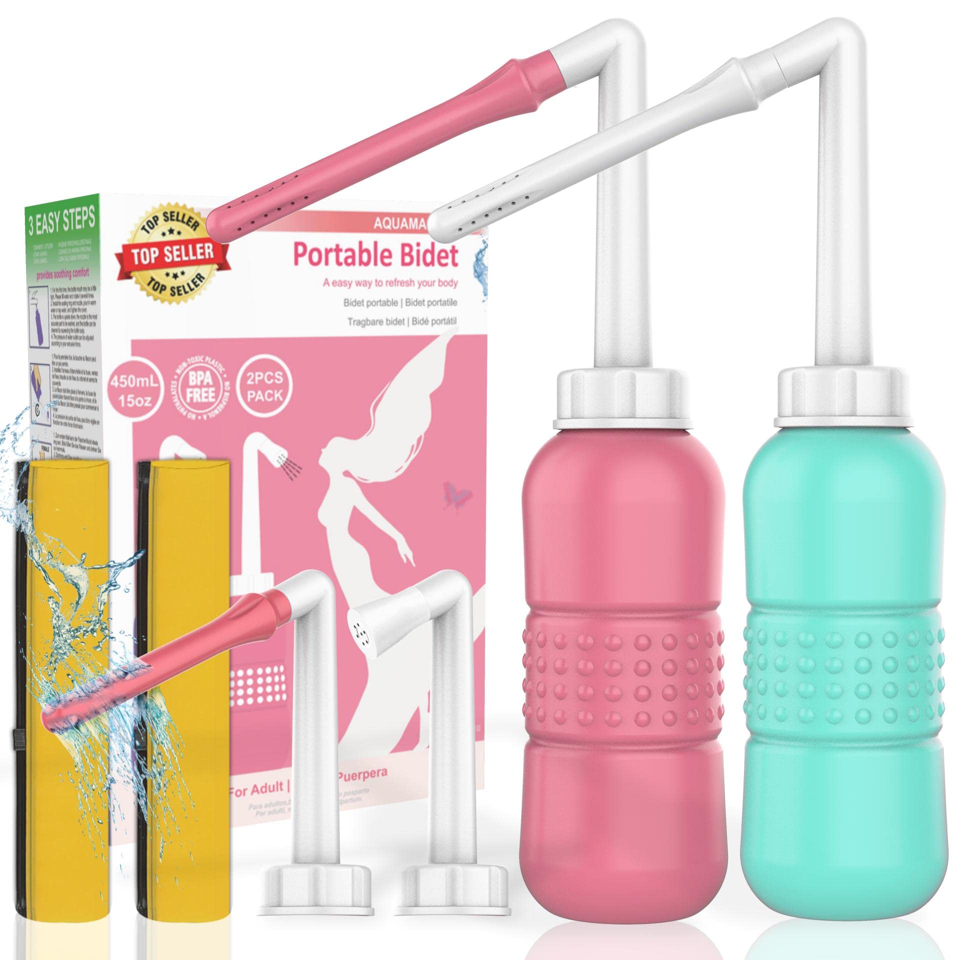 2PCS Vaginal irrigation Intimate Wash for Women,Portable Bidet Travel Bidets,Peri Bottle