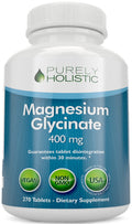 Magnesium Glycinate 400mg - 270 Magnesium Tablets (not Capsules) - 400 mg Elemental Magnesium - Highly Bioavailable - Vegan and Vegetarian - for Improved Sleep, Stress Relief & Cramp Defense Purely HolisticBuy Supplements Australia