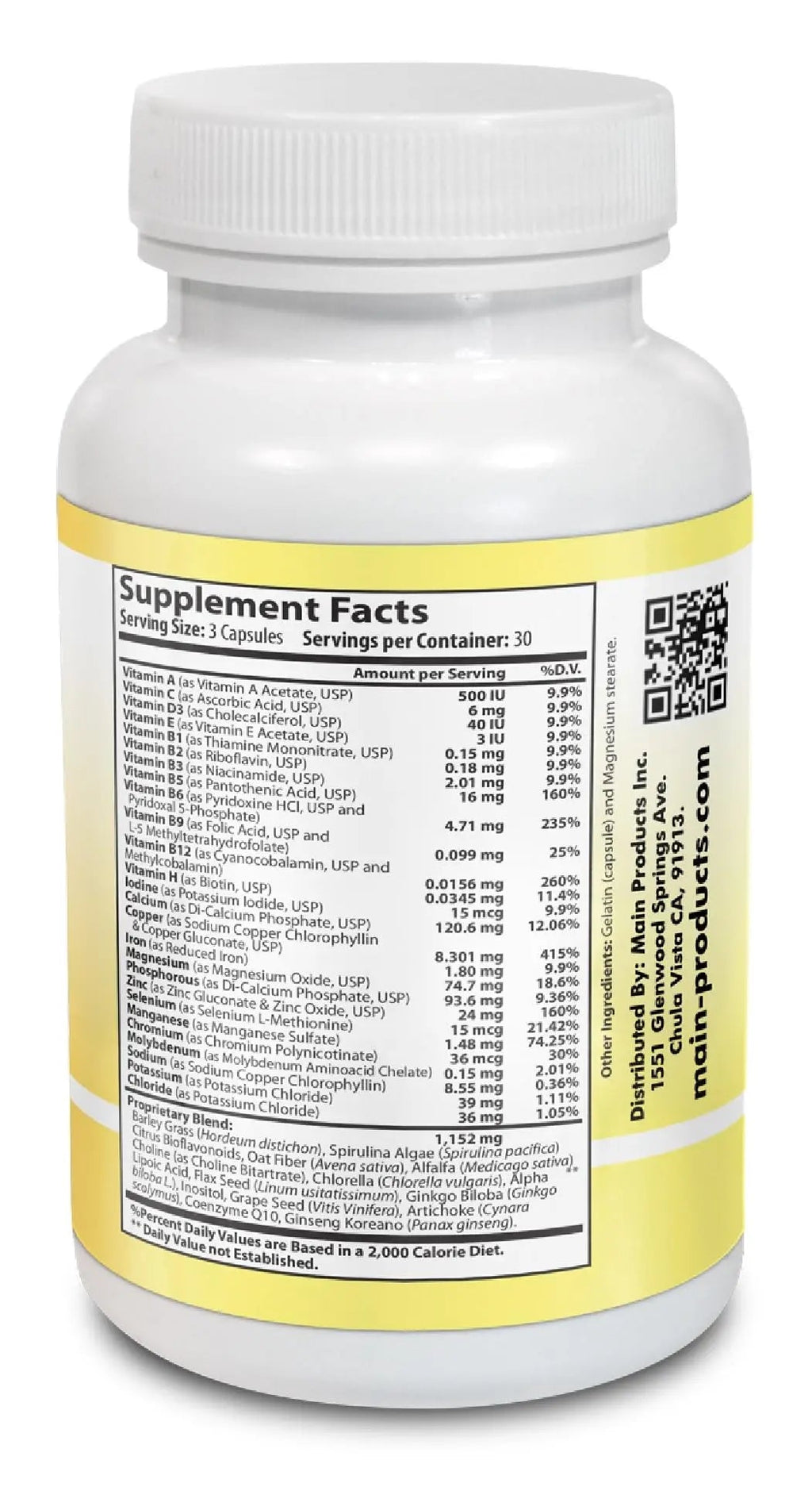 Vitamin Complex Multivitamins and Multiminerals - 12 Vitamins and 14 Minerals, Vitamin A C D3 E B1 B2 B3 B5 B6 B9 B12 H and Minerals Main Products