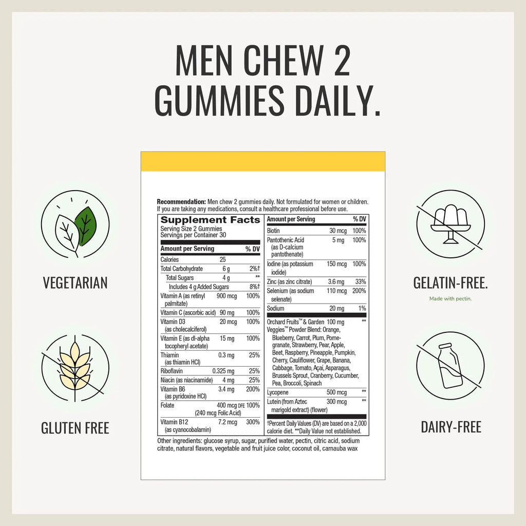 Nature's Way Alive! Women’s and Men’s 50+ Gummy Multivitamins, B-Vitamins, Delicious Flavors Nature's Way