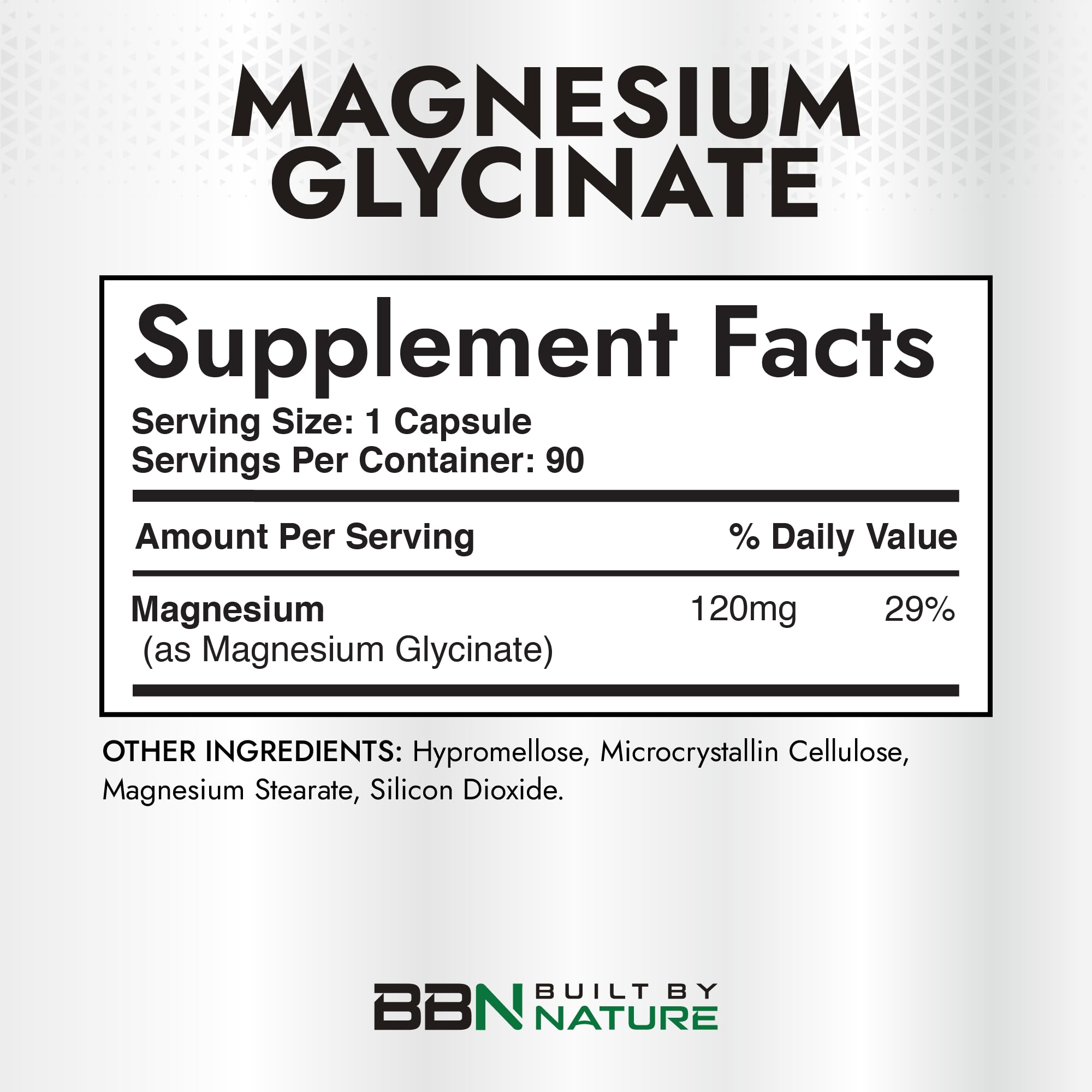 Built By Nature Magnesium Glycinate - Chelated for High Absorption – Supplement to Support Sleep, Muscle, Heart & Nerve Health - 120 mg Magnesium per Serving/Capsule - 90 Capsules Built by NatureBuy Supplements Australia
