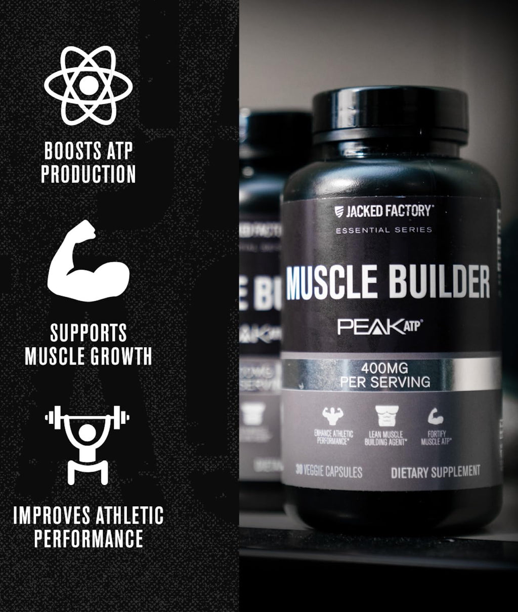 Jacked Factory Essentials Muscle Builder - ATP Muscle Builder for Men with Peak ATP to Support Muscle Gain, Enhance Athletic Performance, & Increase Strength - 30 Capsules Jacked FactoryBuy Supplements Australia
