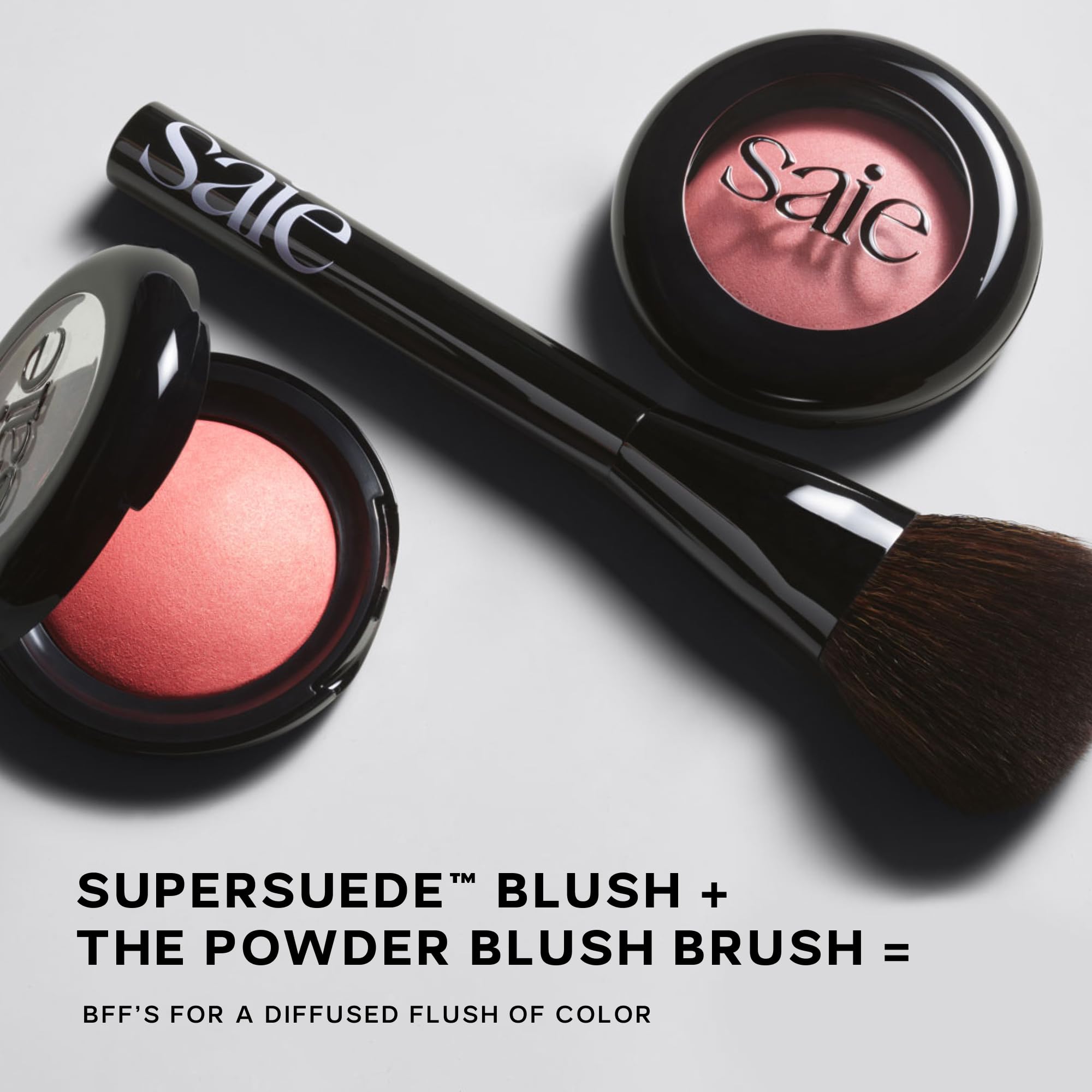 Saie Powder Blush Brush - Fluffy Makeup Brush for Cheeks - Ultra-Soft Tapered Bristles for a Precise, Diffused Application - For Pressed or Loose Powder Face Makeup, Bronzer + Blush - Vegan (1 Count) SaieBuy Supplements Australia