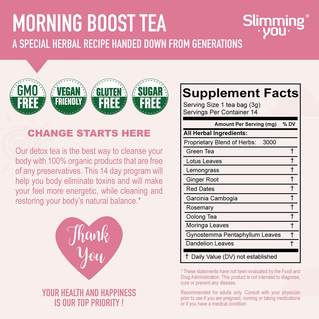 TAOISTEA 14 Day Detox Tea for Weight Loss, Body Cleanse, Metabolism Boost - Morning TAOISTEABuy Supplements Australia