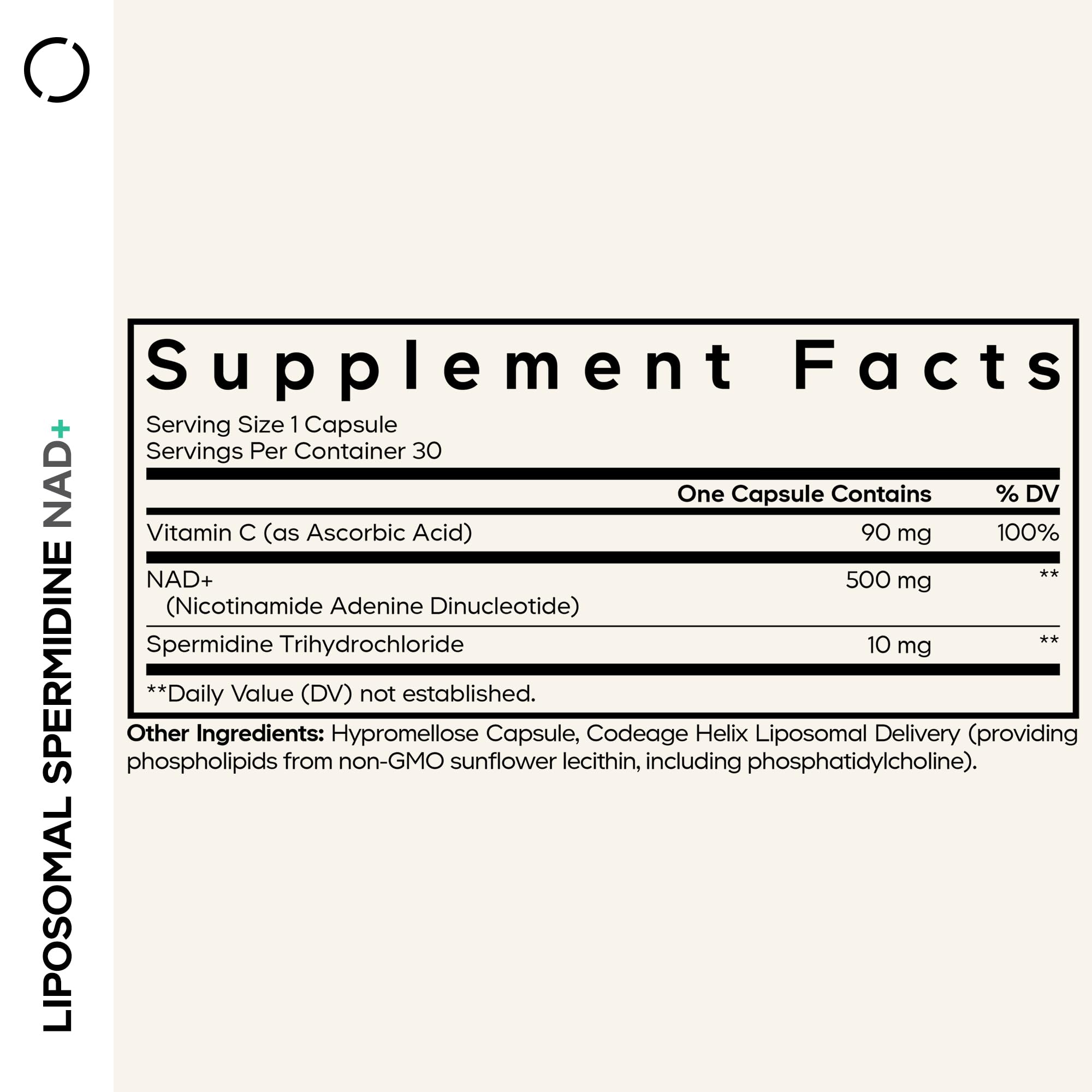 Codeage Liposomal Spermidine NAD+ Spermidine Supplement - 500 Mg NAD+ Vitamin C - Liposomal Delivery - Nicotinamide Adenine Dinucleotide Pills - 1 Capsule Per Serving - Vegan, Non-GMO - 30 Capsules CodeageBuy Supplements Australia