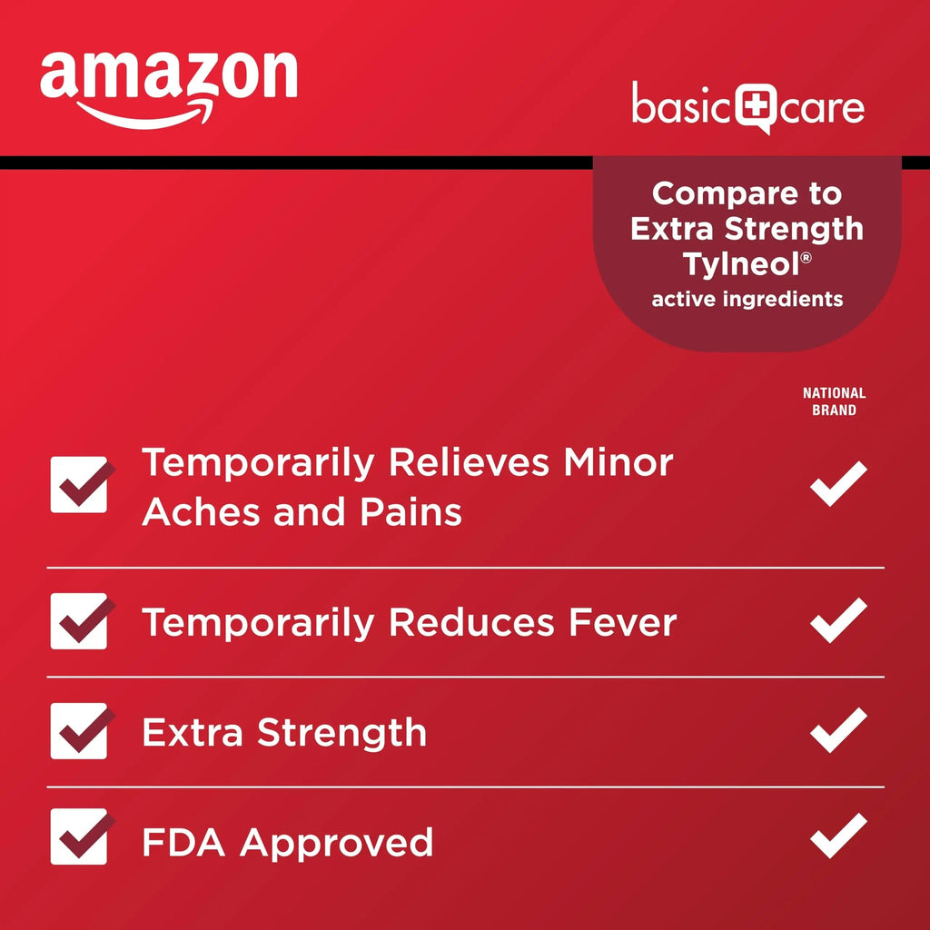Amazon Basic Care Extra Strength Pain Relief, Acetaminophen Caplets, 500 mg, Pain Reliever/Fever Reducer, 500 Count Amazon Basic CareBuy Supplements Australia