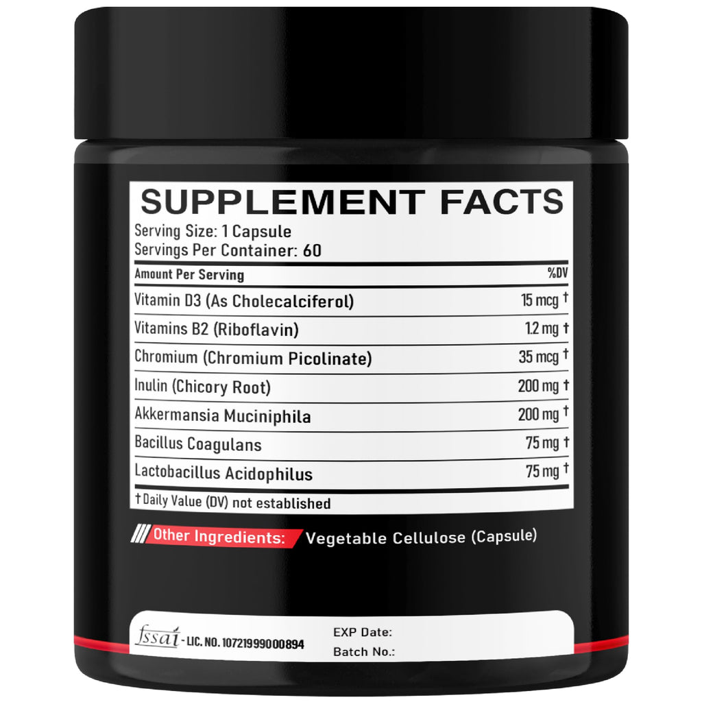 DEDICAD Akkermansia Probiotic for Increases GLP-1 - Contains Inulin, Bacillus Coagulans, Lactobacillus Acidophilus & Chromium - 60 Days Supply - 60 Capsules DEDICAD buy supplements Au