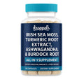 Supplement bottle with blue cap and label on a white background