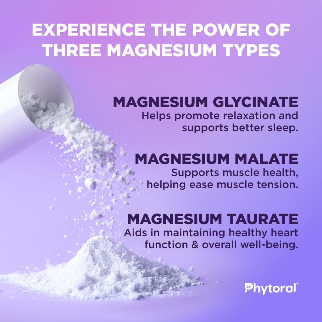 Highly Potent Magnesium Complex Capsules - Triple Magnesium Blend with Taurate Glycinate and Malate - 400mg Supplement Supports Relaxation & Overall Wellness Non-GMO Vegan - 90 Count PhytoralBuy Supplements Australia