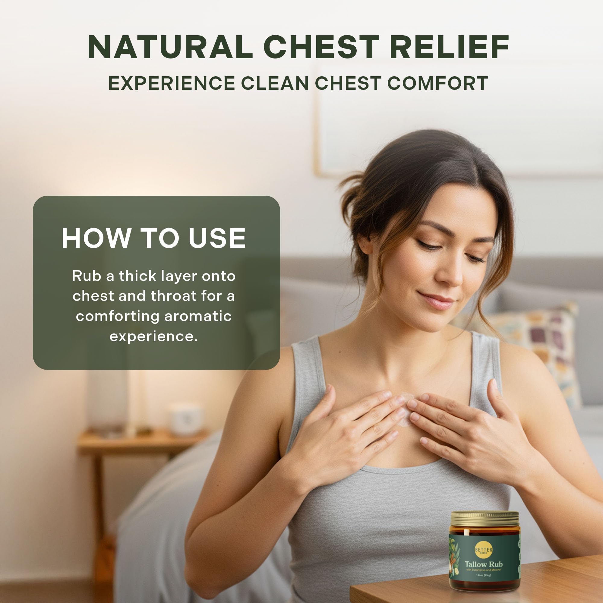 Betterbrand Petroleum-Free Medicated Tallow Rub – Natural Vapor Rub Alternative with Menthol & Eucalyptus - Grass-Fed Tallow Balm for Chest Congestion Relief - 1.6oz BetterbrandBuy Supplements Australia