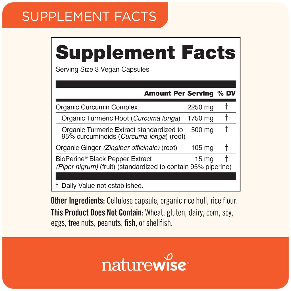 NatureWise Curcumin Turmeric 2250mg 95% Curcuminoids & BioPerine Black Pepper NatureWiseBuy Supplements Australia