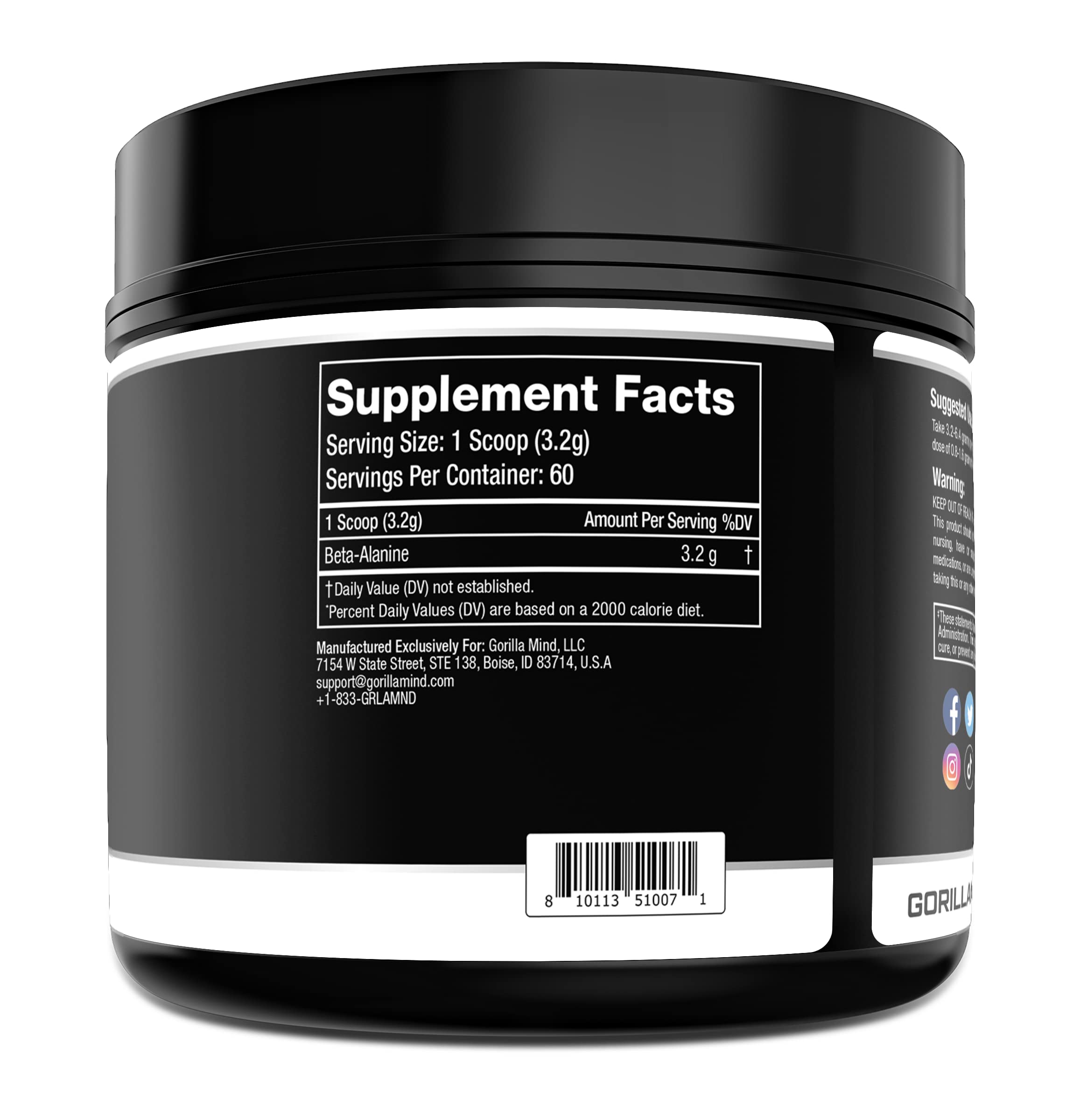 Gorilla Mode Beta-Alanine – Carnosine Precursor/Enhanced Muscular Endurance Gorilla MindBuy Supplements Australia