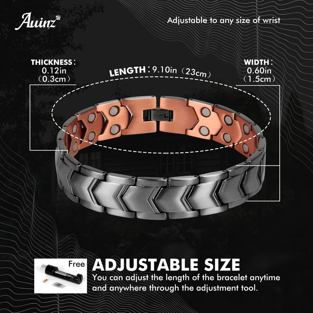 Auinz - Copper Bracelets for Men - 99.99% Solid Pure Copper Magnetic Bracelets Double-Row AuinzBuy Supplements Australia