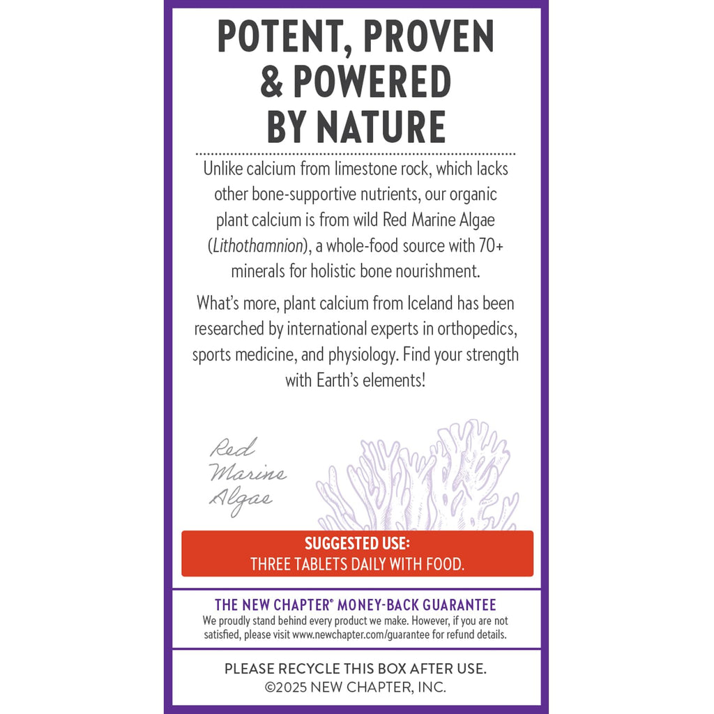 New Chapter Calcium Supplement - Bone Strength Plant-Based USDA Organic Calcium with Magnesium, Vitamin D3+K2, for Bone Health & Joint Mobility, Heart Support