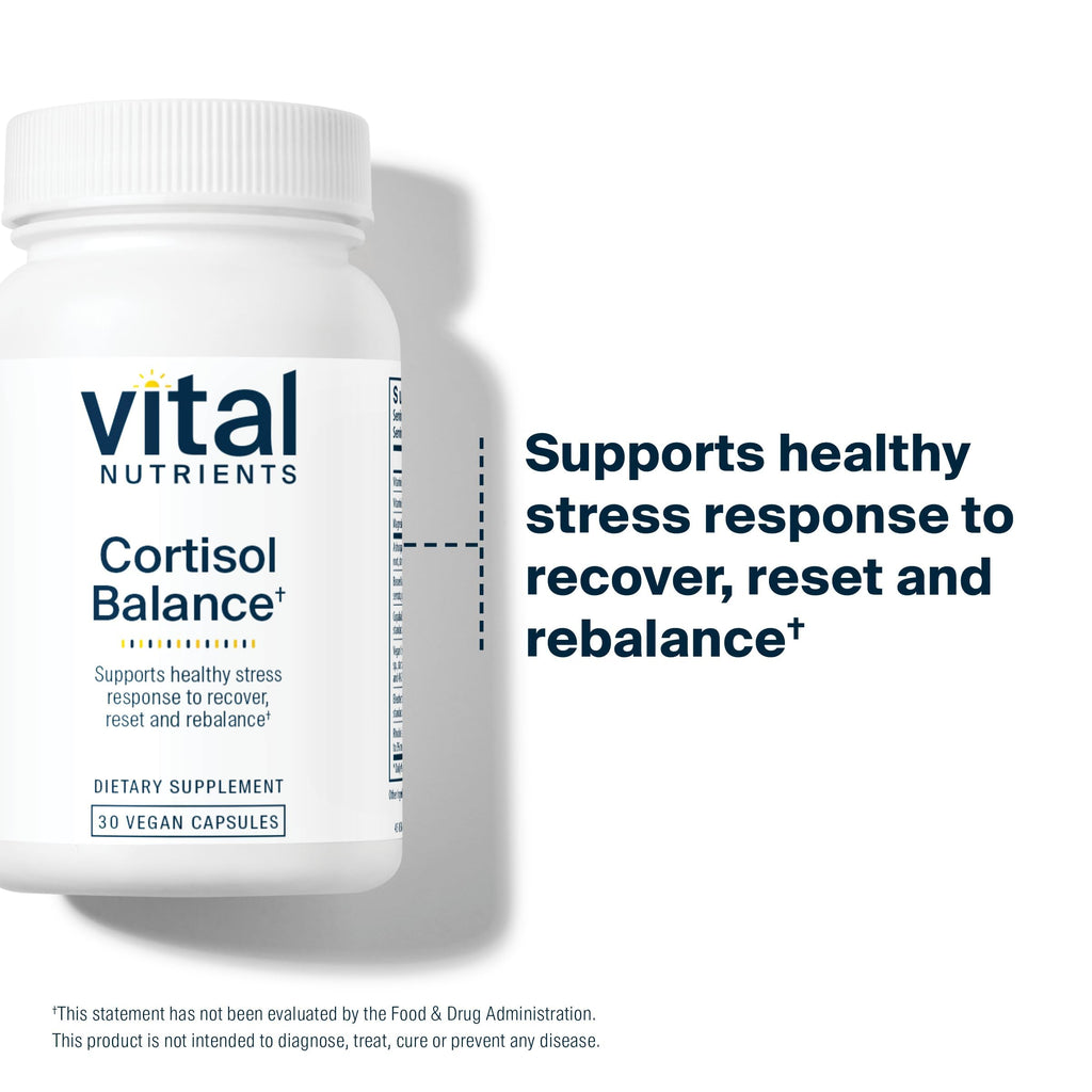 Vital Nutrients Cortisol Balance - Vegan Stress Relief Supplement - Cortisol Manager Supports Energy & Stress Levels - Ashwagandha & Magnesium for Relaxation - Gluten, Dairy, Soy Free - 30 Capsules Vital NutrientsBuy Supplements Australia