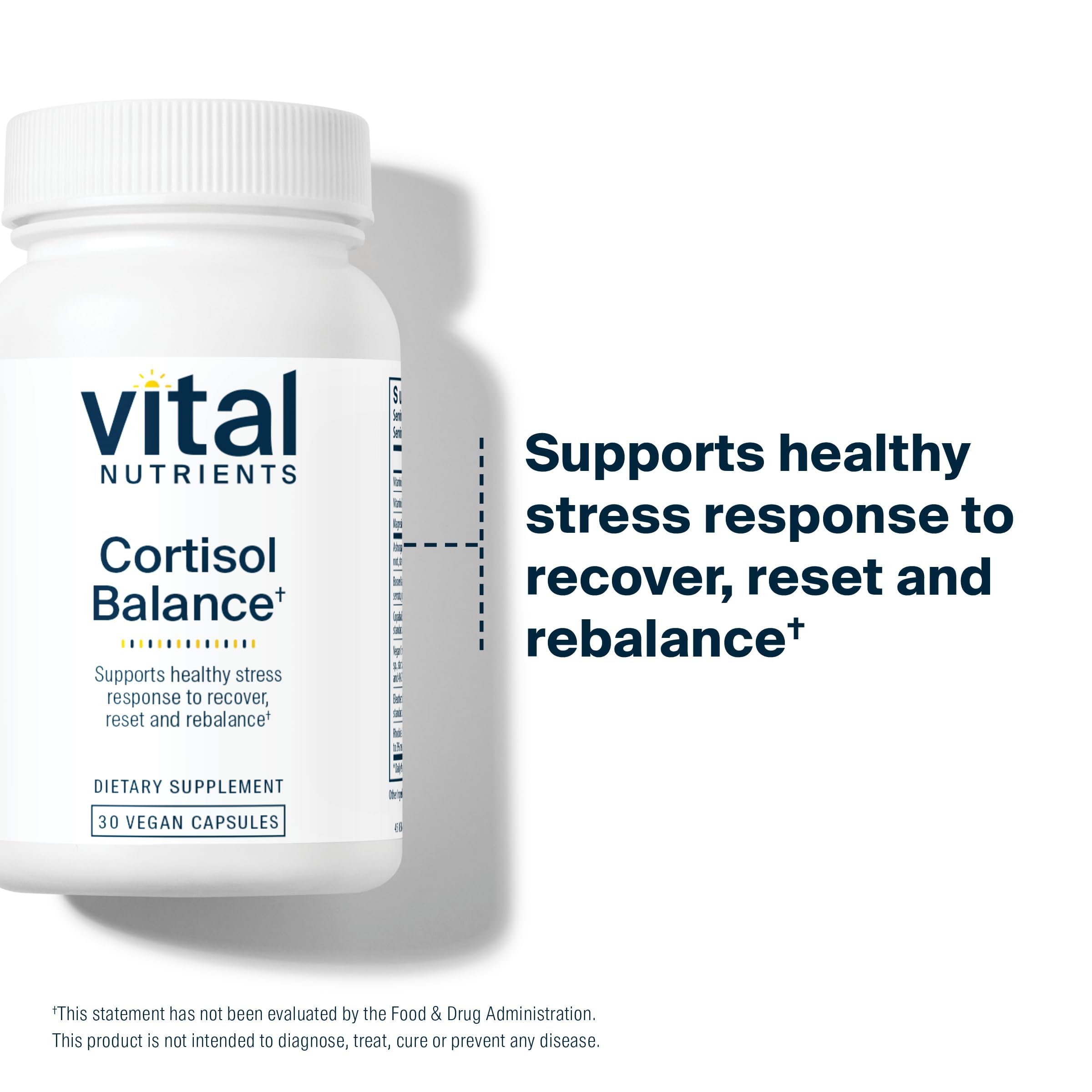 Vital Nutrients Cortisol Balance - Vegan Stress Relief Supplement - Cortisol Manager Supports Energy & Stress Levels - Ashwagandha & Magnesium for Relaxation - Gluten, Dairy, Soy Free - 30 Capsules Vital NutrientsBuy Supplements Australia