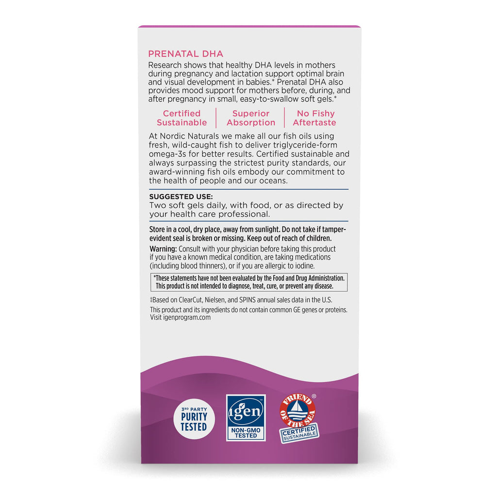 Nordic Naturals Prenatal DHA, Unflavored - 830 mg Omega-3 + 400 IU Vitamin D3-180 Soft Gels - Supports Brain Development in Babies During Pregnancy & Lactation - Non-GMO - 90 Servings Nordic NaturalsBuy Supplements Australia