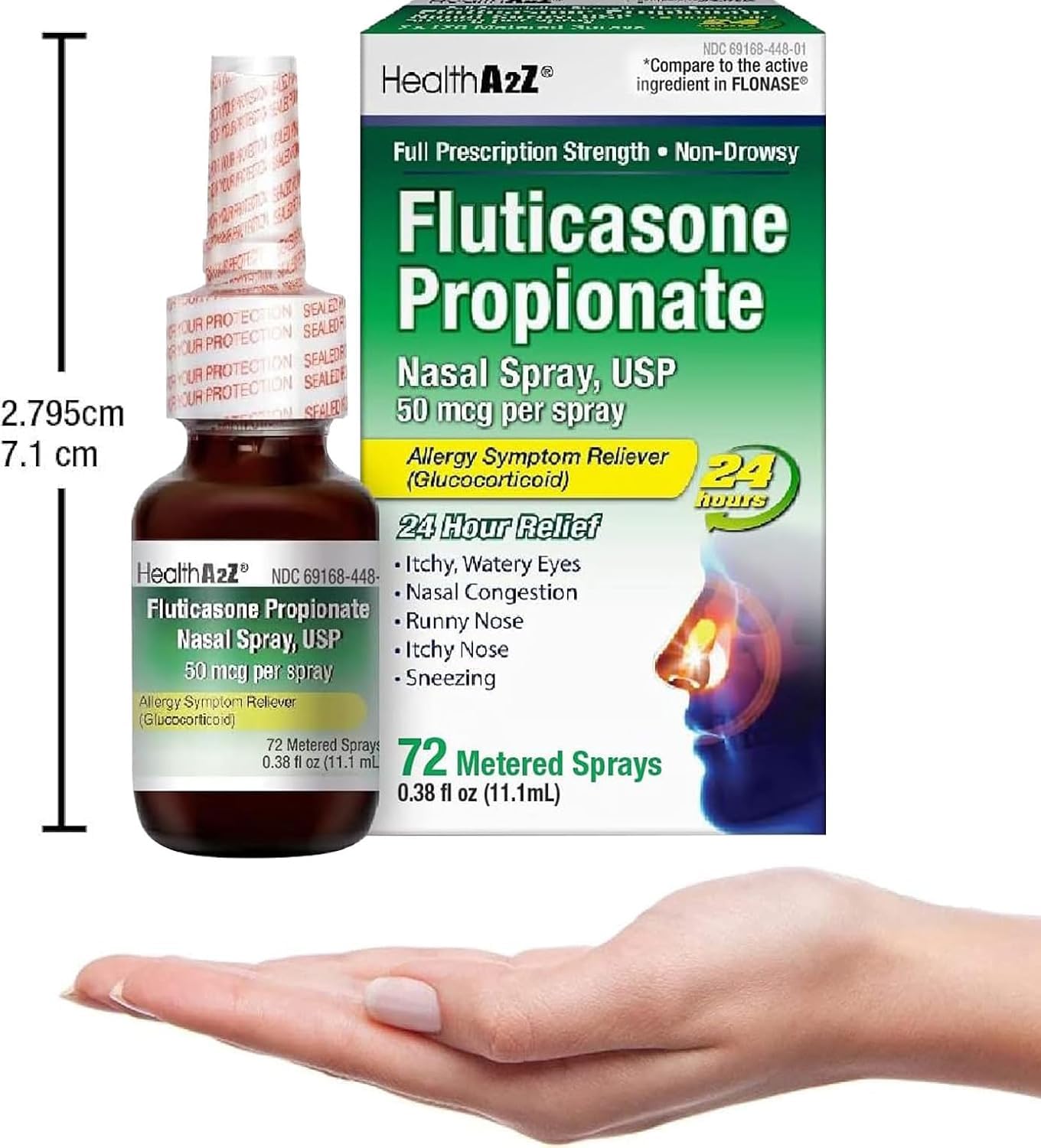 HealthA2Z® Allergy Relief, Fluticasone Propionate 50mcg, Nasal Spray, 24-Hour Allergy Relief, Nasal Decongestant, Dye Free, 72 Sprays (0.38 fl oz) HealthA2Z buy supplements Au