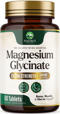 Magnesium Glycinate 500mg Per Serving - High Absorption Chelated Magnesium Supplement for Muscle, Bone and Heart Health Support - Easy Digestion & Gentle on Your Stomach - USA Bottled - 60 Tablets Nature's PeakBuy Supplements Australia