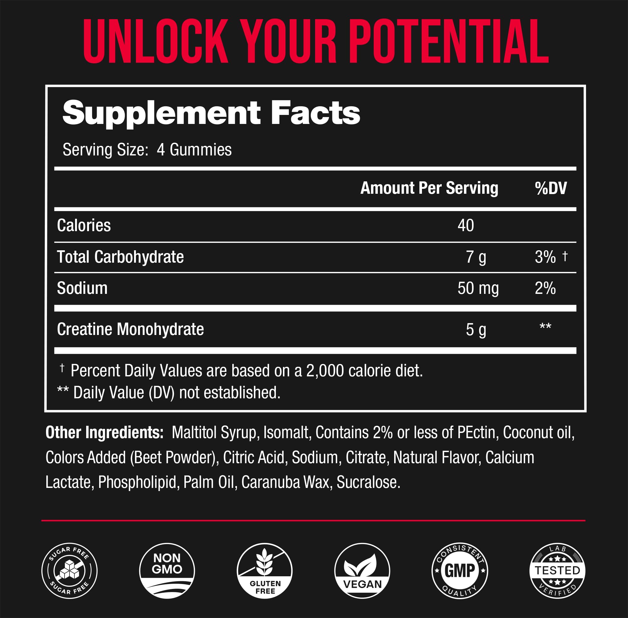 NutraChamps 120 Creatine Gummies for Men & Women - 5g Sugar Free Chewable Creatine Monohydrate Gummies - Supports Protein Synthesis, Muscle Recovery & Workout Performance NutraChampsBuy Supplements Australia