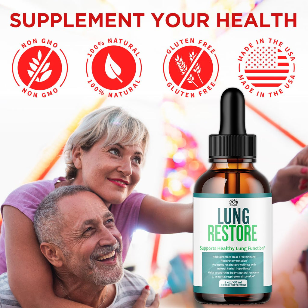Lung Restore Drops, Official LungRestore Liquid Supplement Drops with All Natural Ingredients, Lung Restore Advanced Lungs Wellness Support Formula with Premium Vitamins for Women & Men (30 Servings) MJOBuy Supplements Australia