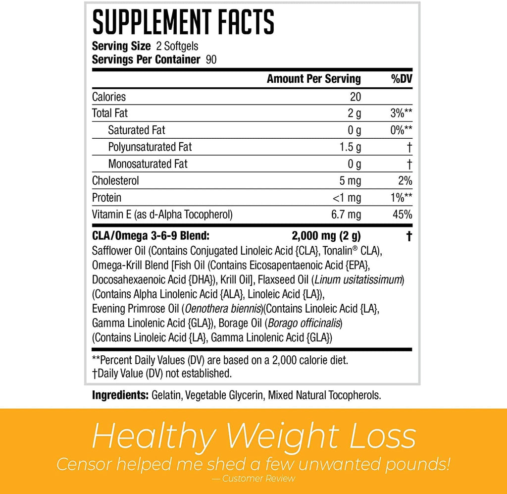 Censor NDS Nutrition Fat Loss and Body Toner with CLA, Fish Oil, Safflower and Omega 3-6-9 Blend CensorBuy Supplements Australia
