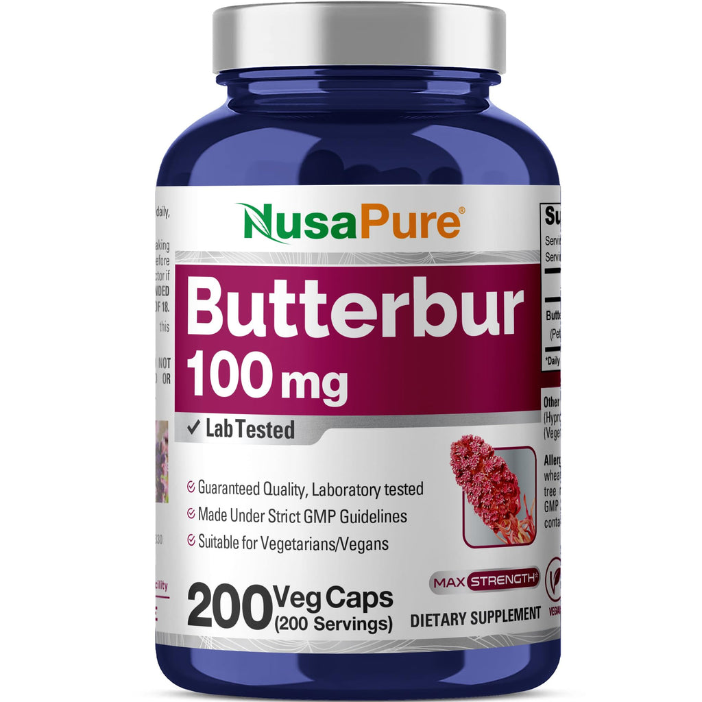NusaPure Butterbur Extract 100mg per caps 200 Veggie Capsules (Non-GMO, Vegetarian, Vegan) NusaPureBuy Supplements Australia
