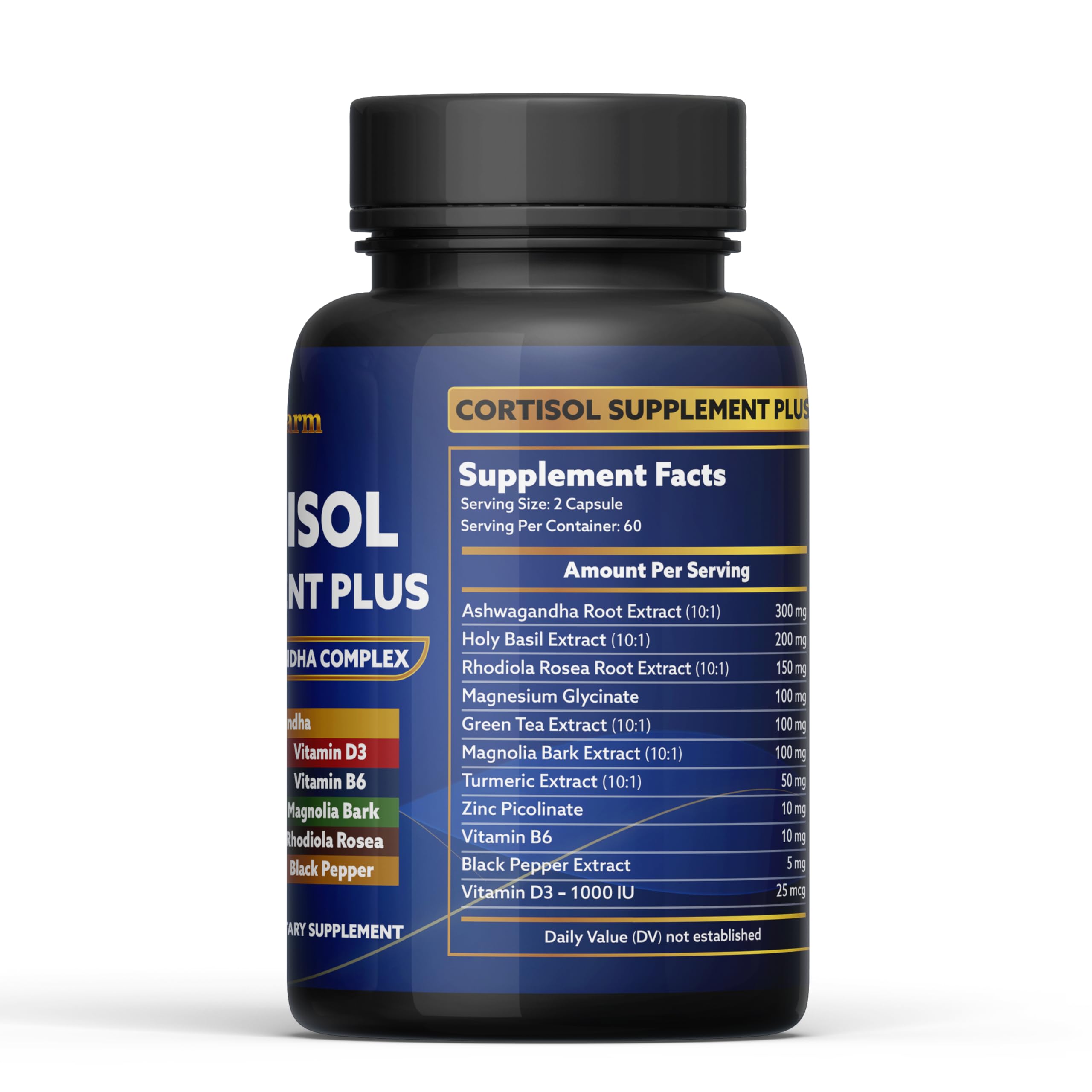 laslafarm 11in1 Cortisol Plus Supplement, 11in1 Ashwagandha and Natural Herbal Complex Vitamin Blend for Daily Mood, Focus and Sleep, Suitable for Women and Men 60 Capsules laslafarmBuy Supplements Australia