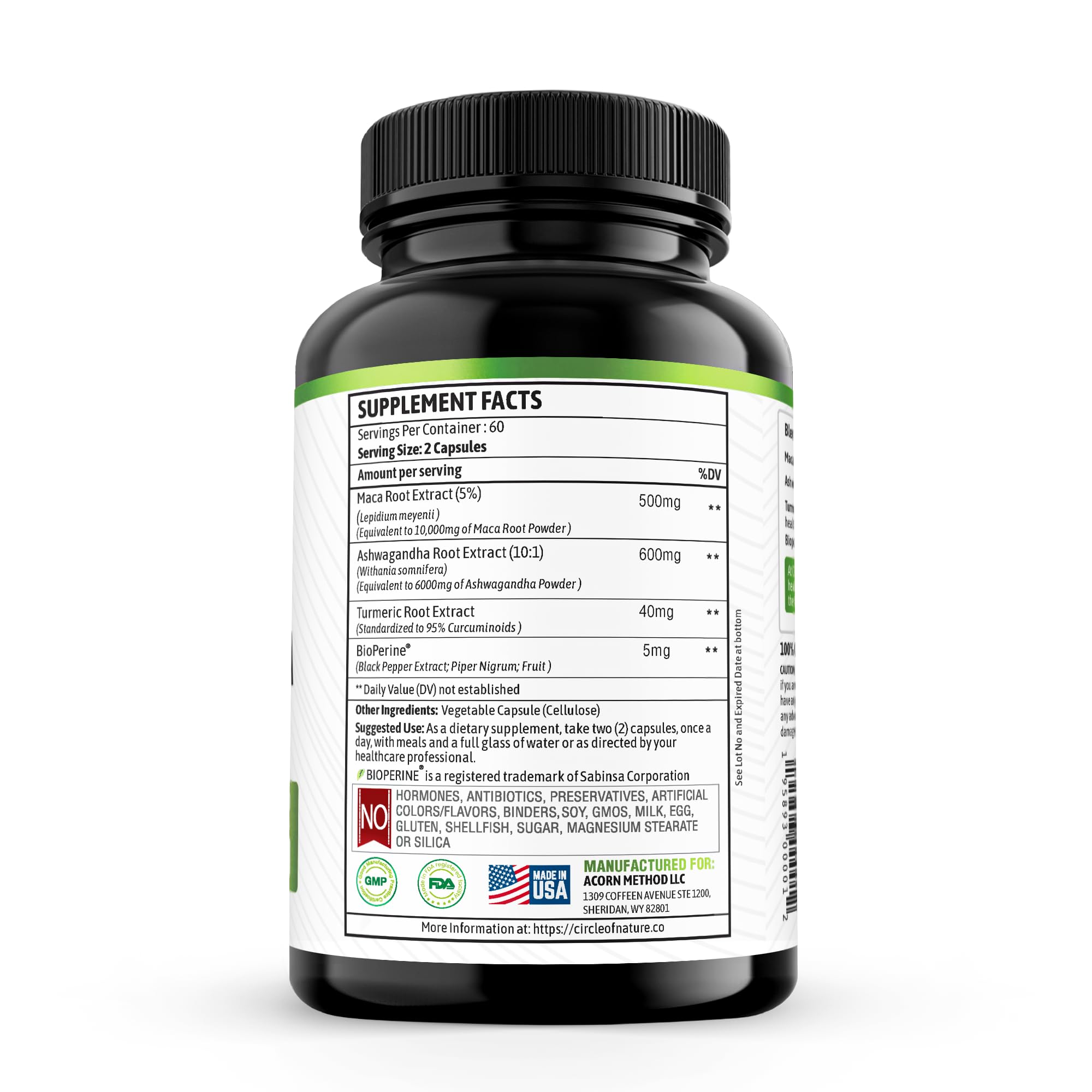 Maca Root 10,000 mg, Ashwagandha 6000mg Extract, Capsules for Men & Women CIRCLE OF NATUREBuy Supplements Australia