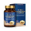 Puravita 12-in-1 Magnesium Complex bottle and packaging on a white background