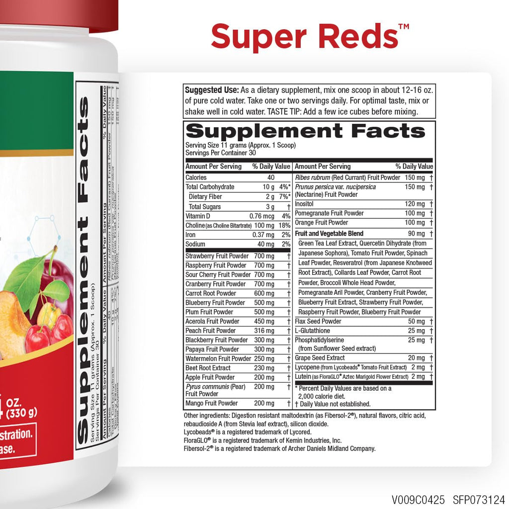 Purity Products Super Reds Powder Phytonutrient Superfood Drink Mix w/FloraGLO Lutein - Phytonutrient Blend containing Polyphenols, Antioxidants & More - 330 Grams - 30 Day Supply Purity ProductsBuy Supplements Australia