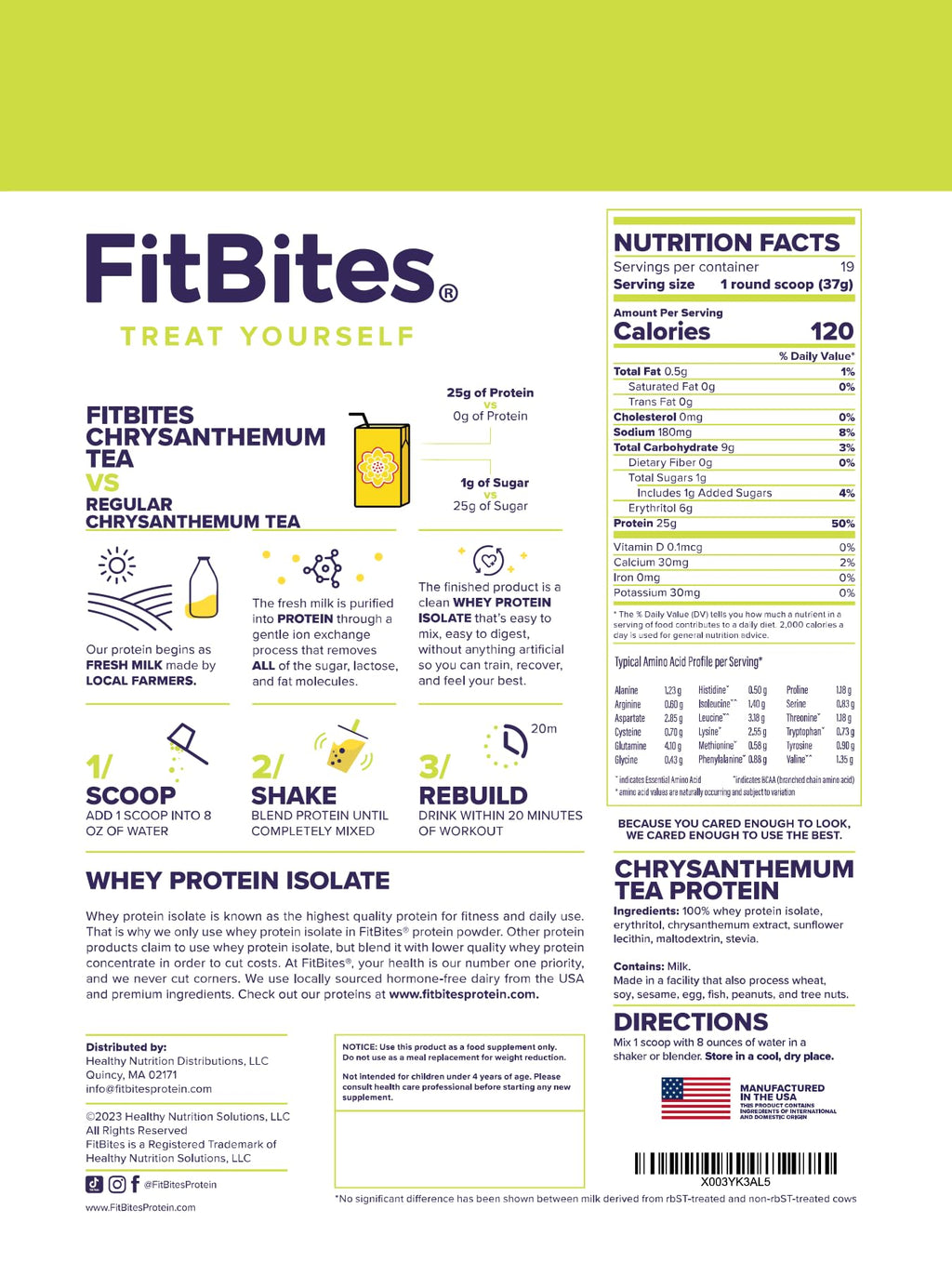 FitBites Whey Protein Isolate (Chrysanthemum Tea) FitBitesBuy Supplements Australia