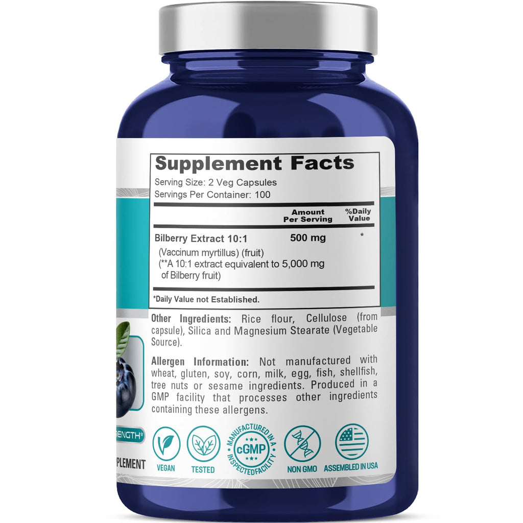 NusaPure Bilberry Extract 5,000mg 200 Vegetarian caps (Non-GMO, Vegan) NusaPureBuy Supplements Australia