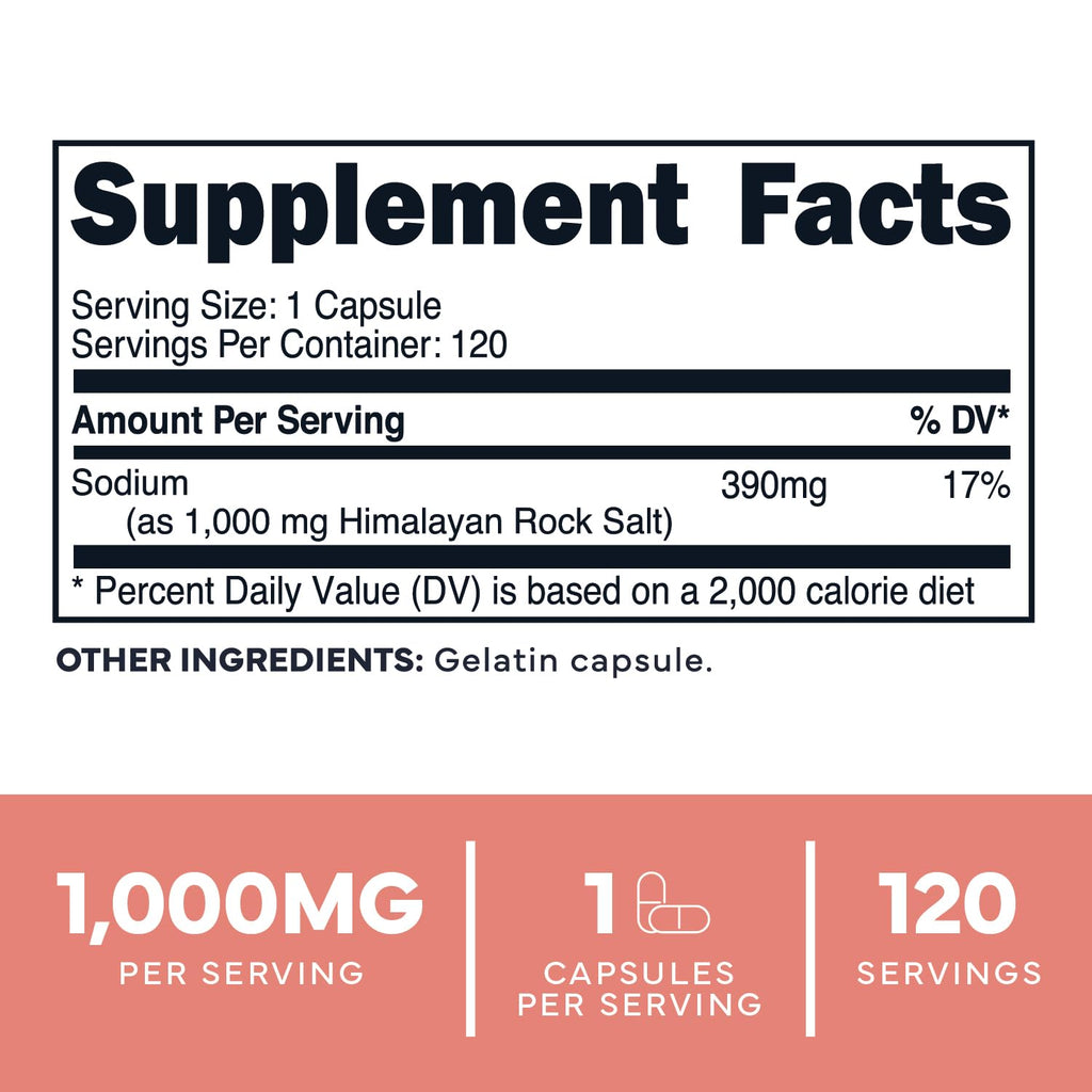 Type Zero Himalayan Rock Salt Capsules (120 Capsules) (1000mg per Serving) Type ZeroBuy Supplements Australia