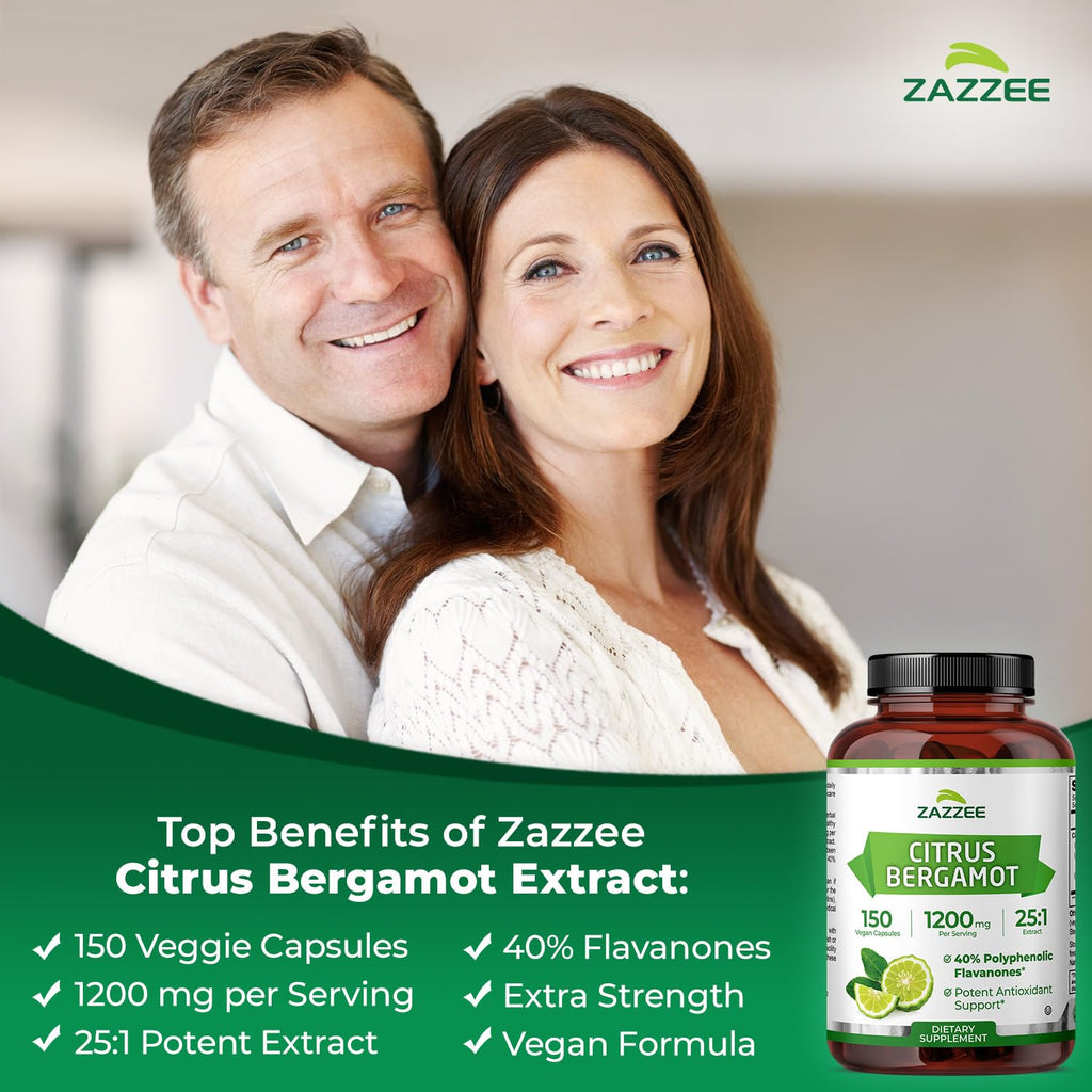 Zazzee Citrus Bergamot 25:1 Extract, 1200 mg Per Serving, 40% Polyphenolic Flavanones, 150 Vegan Capsules, 5 Month Supply, Citrus Bergamia, Antioxidant Support, Certified Kosher, Non-GMO, Made in USA ZazzeeBuy Supplements Australia