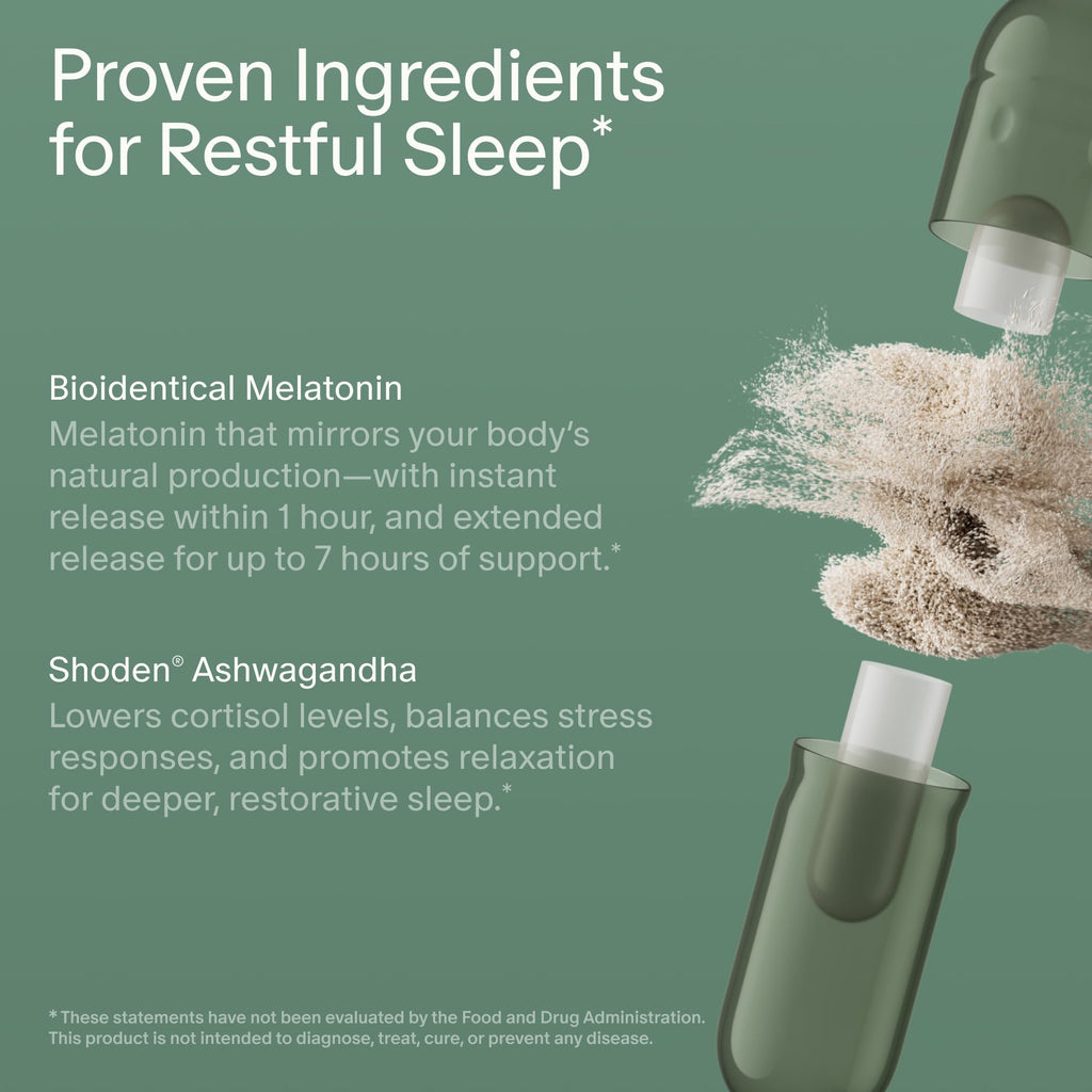 Seed PM-02 Sleep + Restore - Sleep Aid for Women & Men - Non-Habit Forming Bioidentical Melatonin & Ashwagandha - Vegan & Shelf-Stable - 30 Capsules (30-Day Supply) Seed buy supplements Au