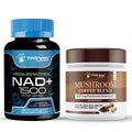 Two Wellness LabsRX products: Resveratrol NAD+ 1500 and Mushroom Coffee Blend on a white background.