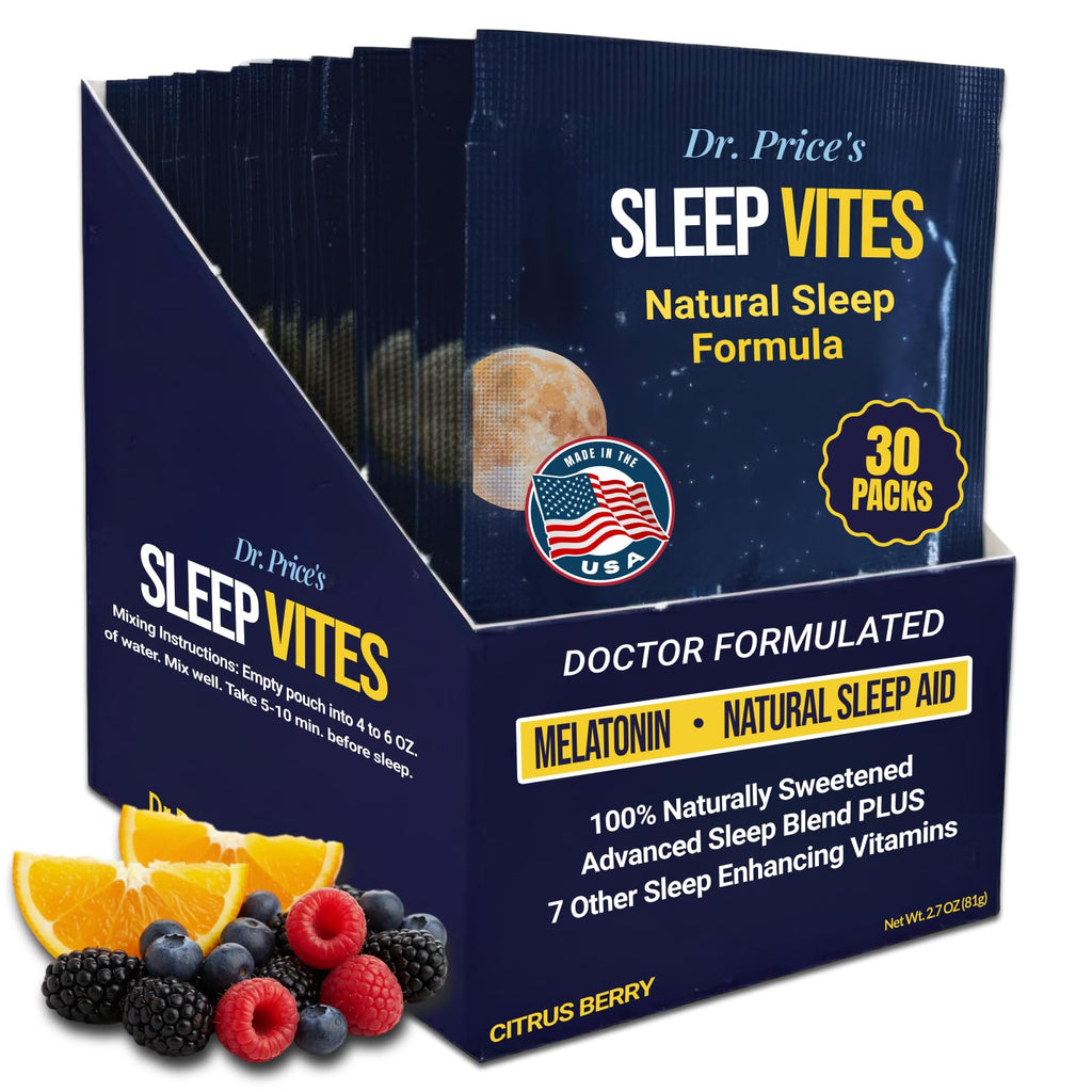 Dr. Price’s Natural Sleep Aid Powder – Berry-Citrus, 30 Packs | Sleep Powder Drink Mix with Magnesium, Microdose Melatonin & Tryptophan | Sleep Support for Adults | Doctor-Formulated, Made in USA Dr. Price's VitaminsBuy Supplements Australia
