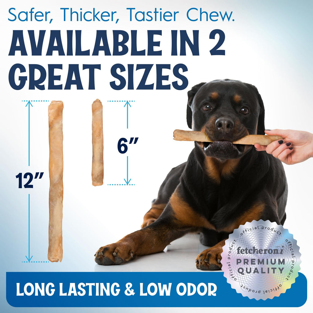 FETCHERONI 6" Collagen Sticks for Dogs – Low Odor Long-Lasting Bully Stick & Rawhide Alternative, Single Ingredient Beef Bone, High Protein Dental Treat, Vet Approved, Improves Joint Health – 5 Pack FETCHERONIBuy Supplements Australia