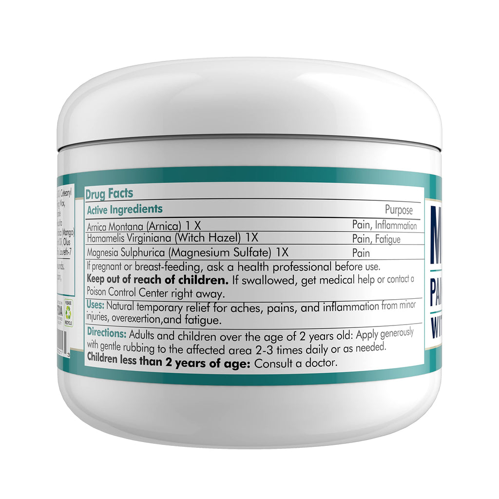 MARS WELLNESS MG+ Hemp Pain Cream (4 oz) - Maximum Strength Arnica & Magnesium Cream for Sore Legs, Joints & Muscle Cramps - Unisex Adults MARS WELLNESSBuy Supplements Australia
